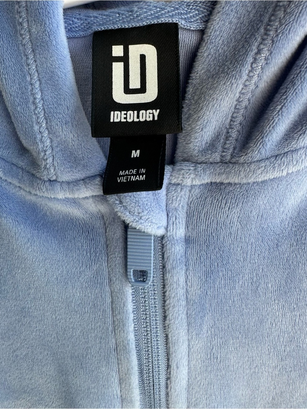 Ideology Blue Velour Zip Hoodie Size M (Juniors)